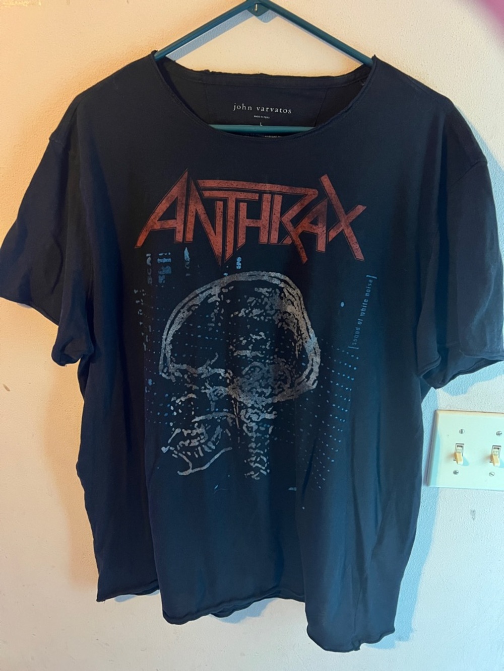 JOHN VARVATOS ANTHRAX ROCK COLLECTION RAW EDGE TSHIRT BLACK SIZE L